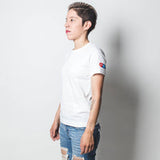 Comme Des Garcons Play Women x Invader Logo-Patch Cotton T-shirt White J
