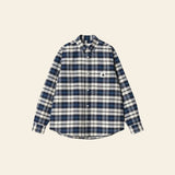 Carhartt WIP W L/S Tarbell Shirt Tarbell Check, Dark Navy / White