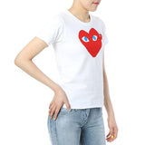 Comme Des Garcons Play Women Red Play T-Shirt With Blue Eyes J