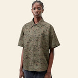 W S/S Travon Shirt Duck Feather Print, Cypress / Black