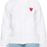 CDG Play W Zip Hoodie White