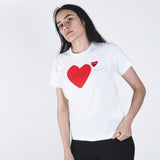 CDG PLAY Double Red Heart White T-shirt
